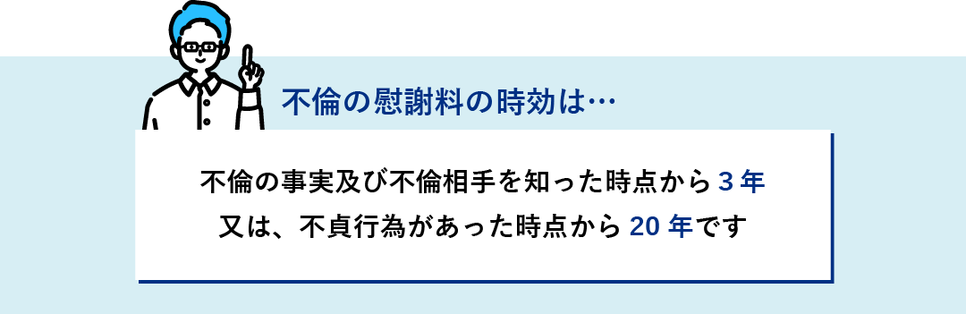 不倫の事実及び不倫相手を知った時点から３年、不貞行為があった時点から20年